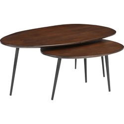 D - Livingfurn - Salontafel Sophia set of 2 - Bruin - Mangohout