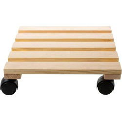Cti Plantenroller - Plantentrolley - Voor binnen en buiten - draagvermogen tot 80 kg - vierkant-vurenhout - 30x30cm