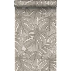 Origin Wallcoverings behang 3D-motief bladeren warm grijs - 50 x 900 cm - 347914