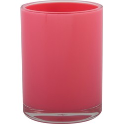 MSV Badkamer drinkbeker Aveiro - PS kunststof - fuchsia roze - 7 x 9 cm - Tandenborstelhouders