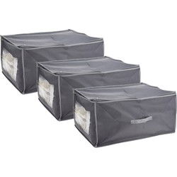 3x stuks dekbed/kussen opberghoezen grijs met venster 60 x 45 x 30 cm - Opberghoezen