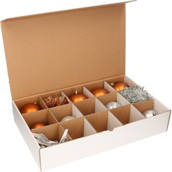 3x Kerstversiering opbergen doos met deksel voor 10 cm Kerstballen - Kerstballen opbergboxen
