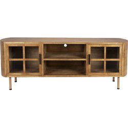 Tv-Meubel Bruin Rubberhout - 2 Deurs - 150x38x55cm - Yaz