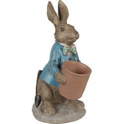 Clayre & Eef Beeld Konijn Bruin Blauw Polyresin