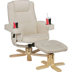 Pippa Design relax fauteuil met kruk en bekerhouder - beige
