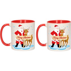 2x stuks kerst bekers Rudolph en Santa 300 ml - Bekers