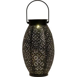 Anna's Collection Solar lantaarn - voor buiten - D13 x H24 cm - zwart - Lantaarns