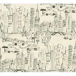 A.S. Création behang New york zandkleurig, zwart en grijs - 53 cm x 10,05 m - AS-367532