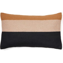 Kave Home - Kussenhoes Saigua van 100% PET met zwarte en bruine strepen 30 x 50 cm