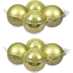 8x stuks glazen kerstballen salie groen (oasis) 10 cm mat/glans - Kerstbal