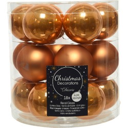 Decoris Kleine kerstballen - 18x st - cognac bruin - D4 cm - glas - Kerstbal