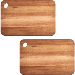 2x Rechthoekige acacia houten snij/serveerplanken 41 cm - Snijplanken