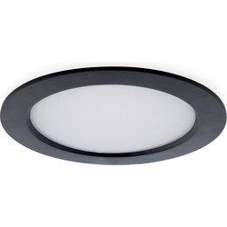 Groenovatie LED Paneel Plafondlamp 12W, Rond ⌀14cm, Warm Wit, Inbouw, Zwart