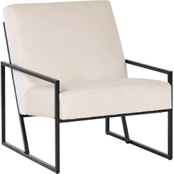 Beliani DELARY - Fauteuil-Beige-Fluweel