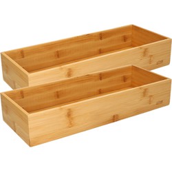 Set van 4x stuks bamboe ladekast/keukenspullen/kantoor vakjes/sorteerbakjes 38 x 15 x 7 cm - Bestekbakken