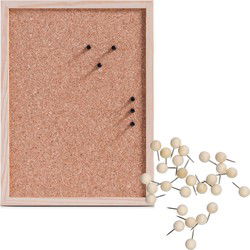 Prikbord incl. 25x punaises - 30 x 40 cm - hout - kurk - Prikborden
