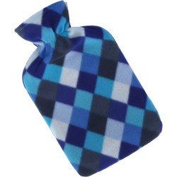 Winter kruik met ruiten print hoes blauw 1,7 liter - Kruiken