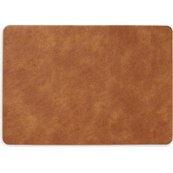 Zeller Placemats - lederlook - cognac kleur - 42 x 30 cm - tafel dekken - onderleggers - Placemats