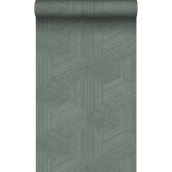 Origin Wallcoverings eco-texture vliesbehang grafisch 3D motief vergrijsd groen - 50 x 900 cm - 347944