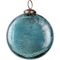 Clayre & Eef Kerstbal  Ø 10 cm Blauw Glas Rond Kerstboomversiering