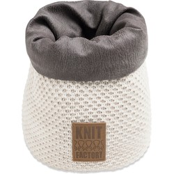 Knit Factory Lynn Gebreide Mand - Opbergmand - Plantenmand - Beige - 25 cm