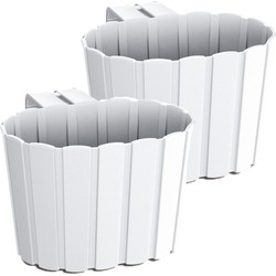 Prosperplast Muur plantenpot hangend - 2x - 29 x 21 x 13 cm - wit - Plantenbakken
