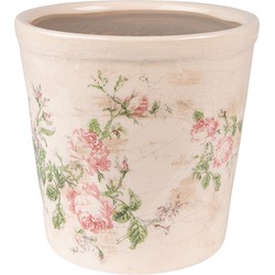 Clayre & Eef Bloempot  Ø 15x14 cm Roze Beige Keramiek Bloemen Bloempot binnen