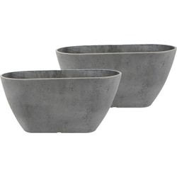 4x stuks bloempot/plantenpot balkonbak van gerecycled kunststof donkergrijs D36 x 16 en H16 cm - Plantenpotten