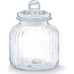 Zeller keuken voorraadpot/snoeppot - bewerkt glas - met deksel - 2800 ml - 17 x 22 cm - Voorraadpot