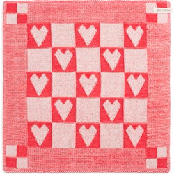 Knit Factory Gebreide Keukendoek - Keukenhanddoek Middel Hart - Ecru/Rood - 50x50 cm
