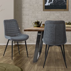 Eetkamerstoel set van 2 antraciet met kunstlederen bekleding en stalen poten Keukenstoel met rugleuning ML design