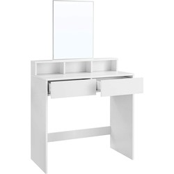 Kaptafel wit met 1 spiegel en 2 laden - L80 x H140 cm
