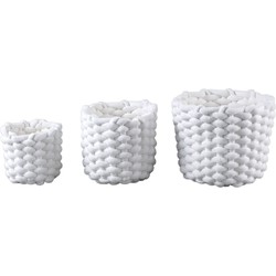 PTMD Mand Olliver - 24x24x28 cm - Fluweel - Wit - Set van 3