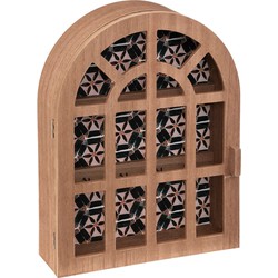 Atmosphera Sleutelkastje Classic Window - mdf/glas - lichtbruin - 27 x 36 cm - Klassieke boog raam - Sleutelkastjes