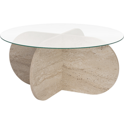 Salontafel met gekruiste poten en blad van gehard glas Ø75 cm - AERIS