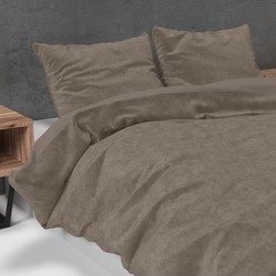 Sleeptime Dekbedovertrek Velvet Uni Taupe-2-persoons (200 x 200/220 cm)