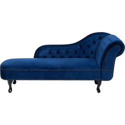 NIMES - Chaise longue - Marineblauw - Rechterzijde - Fluweel