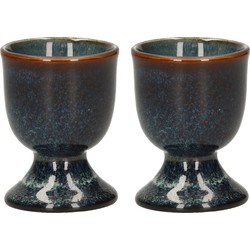 2x stuks eierdopjes van aardewerk blauw 5 cm - Eierdopjes