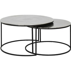 Light & Living - Salontafel THIZAS - Ø75x41cm - Zilver - Set van 2