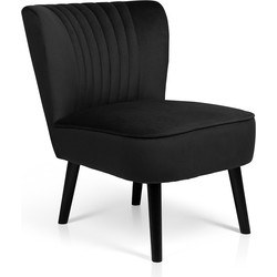 Vintage fluwelen fauteuil Sofia - Zwart -  58 x 70 x 72 cm - Lifa Living