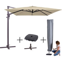 MEGA COMBI DEAL! Madison Parasol monaco flex III ecru + voet + hoes