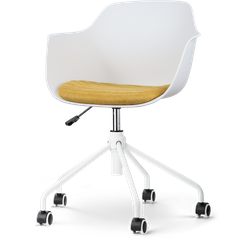 Nout-Liz bureaustoel wit met okergeel zitkussen - wit onderstel