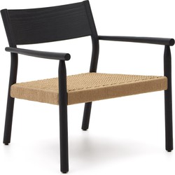 Kave Home - Yalia-fauteuil van massief eikenhout FSC 100% met natuurlijke zwarte afwerking en zitting