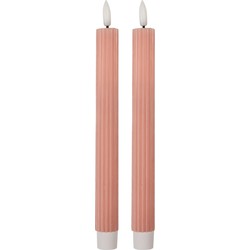 Clayre & Eef LED Dinerkaarsen set van 2 Ø 2x25 cm Roze Wax