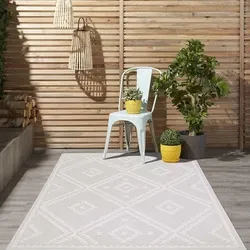 Caprenia Buitenkleed Geruit Crème vloerkleed - Indoor & Outdoor - 280 X 380 CM