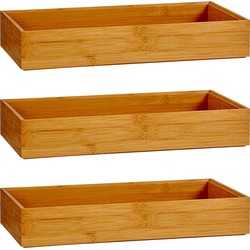 3x Stuks Kast/lade/make-up organizers bamboe hout bakje 30 x 15 x 5 cm - Make-up dozen