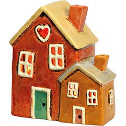 Lichthuis van aardewerk, Kleurrijk (B/H/D) 14x15x8cm