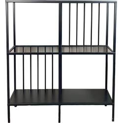 Console met 4 vakken van zwart metaal en rookglas H90 cm - SUNNY