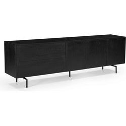 TV-Dressoir Zwart - 200cm - Mangohout - TV-Dressoir Cas