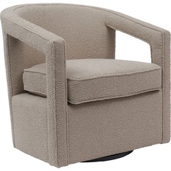 Fauteuil Bouclé Taupe - Zithoogte 46,5cm - 75x73x77cm